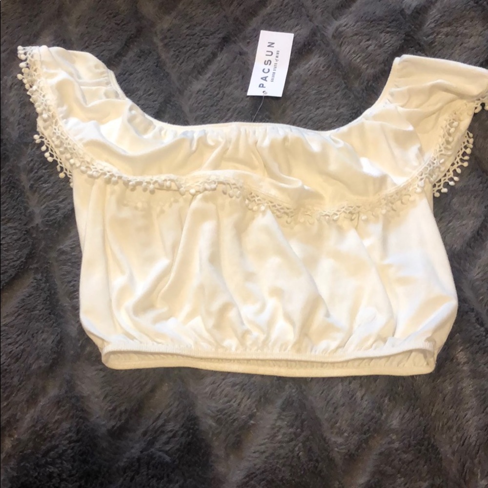 White off the shoulder crop top